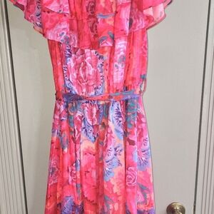 PIA Elegant Floral Ruffle Dress